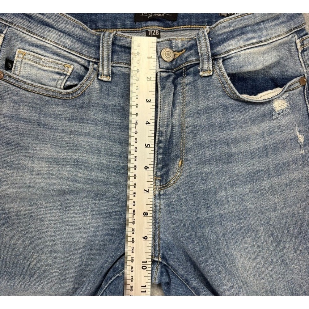 Judy Blue Skinny Fit Jeans Sz 7/28 Destroyed Light Wash Stretch Raw Hem Punk Fun - Picture 11 of 12